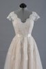 Robe de mariée plissage vintage v encolure ceinture avec manche courte - 2