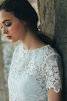 Kurze Ärmeln Glamourös Kurzes Brautkleid mit Bordüre mit Juwel Ausschnitt - 5