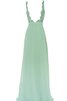 Natürliche Taile Bateau a linie Chiffon bodenlanges Brautjungfernkleid mit Applike - 2