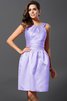 Robe demoiselle d'honneur naturel de princesse avec zip a-ligne en satin - 17