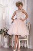A-Linie hoher Ausschnitt modernes sexy Abiballkleid mit Rücken Schnürung mit Knöpfen - 1