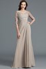 A-Line Normale Taille Chiffon Bodenlanges Brautmutterkleid mit Halben Ärmeln - 3