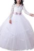 Abito da Cerimonia Bambini in Tulle Naturale A Terra in Pizzo Ball Gown - 1