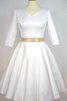 Abito da Sposa Corto in Raso con Mezze Maniche con Fiocco V-Scollo Cerniera - 1