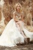 Abito da Sposa A-Line in Chiffon Barchetta Lungo Cappellino Moderno - 1