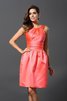 Robe demoiselle d'honneur naturel de princesse avec zip a-ligne en satin - 1