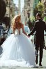 Vestido de Novia en Tul de Cola Corte de Escote Corazón de Abalorio de Natural - 2
