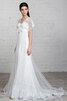 Spitze Tüll V-Ausschnitt einfaches Brautkleid mit Gürtel mit Blume - 1