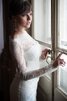 Abito da Sposa Semplice con Maniche Lunghe Cuore in pizzo classico Cerniera - 3