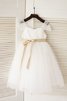Robe de cortège enfant longue naturel de mode de bal textile en tulle jusqu'au sol - 1