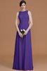 Gerüschtes Natürliche Taile Reißverschluss Bodenlanges Brautjungfernkleid aus Chiffon - 30