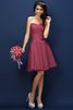 Normale Taille Drapiertes Mini Brautjungfernkleid mit Herz-Ausschnitt mit Plissierungen - 6