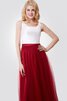 Tüll Ärmelloses Satin einfaches Brautjungfernkleid mit Schleife mit Gürtel - 5