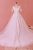 Robe de mariée a-ligne charme en grandes tailles avec lacets naturel - 4