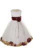 Tüll A-Linie Satin plissiertes knöchellanges Blumenmädchenkleid mit Blume - 1