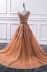 Robe de bal de princesse fait main avec sans manches de traîne courte naturel - 2