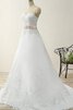 Robe de mariée de traîne courte de col en cœur ligne a en satin avec perle - 5