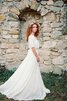 Robe de mariée romantique au bord de la mer avec manche courte de traîne courte ceinture - 1