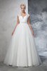 Duchesse-Linie Sweep Zug Prächtiges Brautkleid ohne Ärmeln aus Tüll - 3