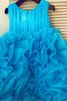 Ärmellos Organza Duchesse-Linie Wadenlanges Blumenmädchenkleid mit Schichtungen - 7