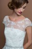Kurze Ärmeln bescheidenes legeres Brautkleid mit Gürtel mit Applikation - 3