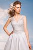 Abito da Sposa A-Line Senza Maniche in Pizzo a Spiaggia in pizzo V-Scollo - 3