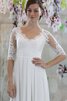 Robe de mariée simple plissé avec décoration dentelle col u profond jusqu'au sol - 3
