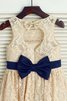 Normale Taille Schaufel-Ausschnitt Prinzessin Bodenlanges Blumenmädchenkleid mit Bordüre - 5