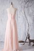 Abito da Damigella Lungo Naturale in Chiffon Cerniera con Criss-cross Senza Maniche - 4