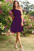 One Schulter Natürliche Taile Chiffon A-Linie Kurzes Brautjungfernkleid - 13
