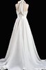 Neckholder Chiffon A-Linie langes Brautkleid mit Bordüre mit Rüschen - 2