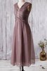 Moderno Vestido de Dama de Honor de Corte-A de Hasta el Tobillo de Abalorio - 2