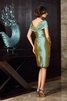 Robe mère de mariée naturel avec manche courte en taffetas de col en v gaine - 2
