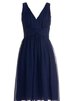 Robe demoiselle d'honneur plissage avec chiffon fermeutre eclair avec sans manches ruché - 2