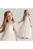 Abito da Cerimonia Bambini in Tulle decorato con Fiore in pizzo moda A Terra - 2