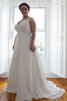 Abito da Sposa in Chiffon V-Scollo Semplice Spazzola Treno Formale E Informale A Terra - 1