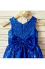 A-Linie Prinzessin Wadenlanges Blumenmädchenkleid mit Blume ohne Ärmeln - 4