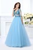Vestido de Quinceañeras de Largo de Abalorio de Hasta el suelo de Escote en V - 1