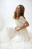 Robe de mariée intemporel modeste décontracté textile en tulle avec manche courte - 3