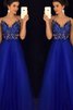 Robe de bal jusqu'au sol manche nulle appliques en tulle adorable - 1