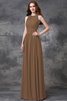 Natürliche Taile Ärmelloses A-Line Anständiges Brautjungfernkleid aus Chiffon - 3