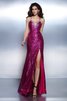 Spaghetti Träger Paillettenbesetztes Meerjungfrau Stil Bodenlanges Abendkleid aus Chiffon - 1