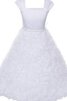 Robe de cortège enfant naturel avec fleurs avec manche courte avec zip avec perle - 1