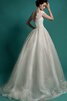 Clasico Vestido de Novia en Tul de Escote en V de Botón de Fajas - 3