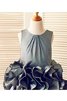 Tüll Normale Taille Ärmelloses Blumenmädchenkleid mit Breiter Träger mit Rüschen - 3