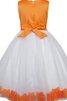Reißverschluss Bateau Tüll A-Line Blumenmädchenkleid mit Blume mit Schmetterlingsknoten - 4