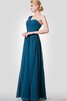 Robe demoiselle d'honneur simple a-ligne avec sans manches d'épaule asymétrique ruché - 1