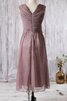 Moderno Vestido de Dama de Honor de Corte-A de Hasta el Tobillo de Abalorio - 4