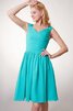 A-Linie Reißverschluss gerüschtes kurzes bescheidenes Brautjungfernkleid aus Chiffon - 5