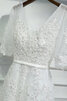 Aufregend Bodenlanges Modisches Brautkleid mit Gürtel mit V-Ausschnitt - 2